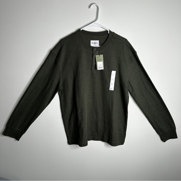 Goodfellow - Men’s Waffle Knit Long Sleeve Men’s Shirt Henley - Size Large NWT - Picture 6 of 9